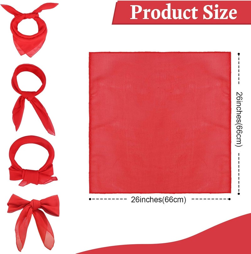 Cyunda Chiffon Scarf for Women and Girls, 26x26 inches Square Neck Scarf, Classic Retro Ribbon Handkerchief for Hair Wrapping - Image 2